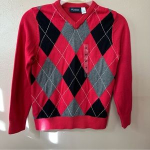 Children’s Place Boys Argyle V-Neck Sweater